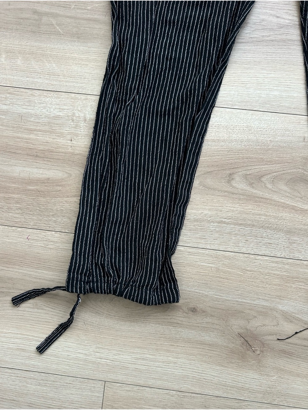 Women’s Black Pinstripe Overalls Jumpsuit with Adjustable Straps - Picture 3 of 5
